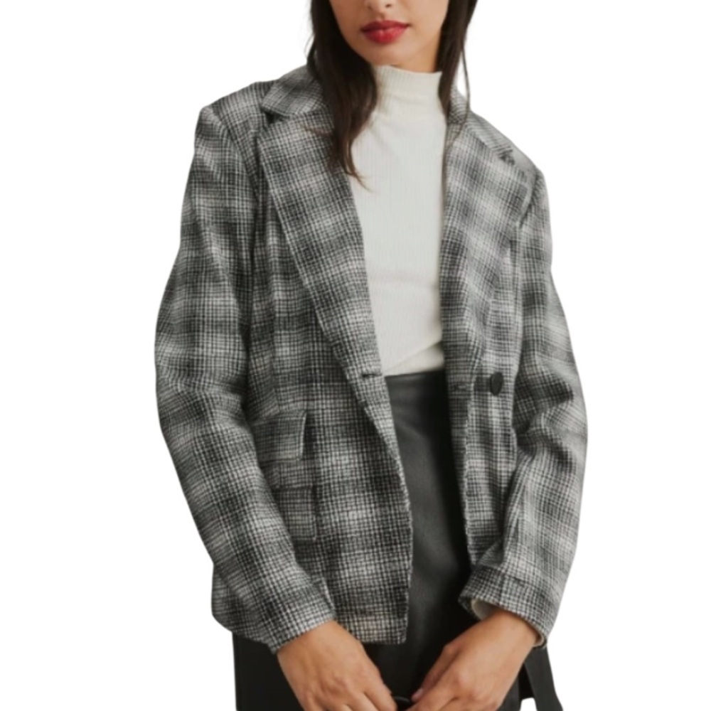 Anthropologie Maeve Collegiate Knit Plaid Blazer